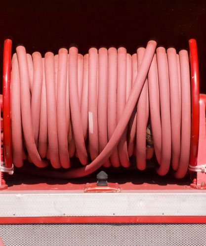 Fire hose on wheel
