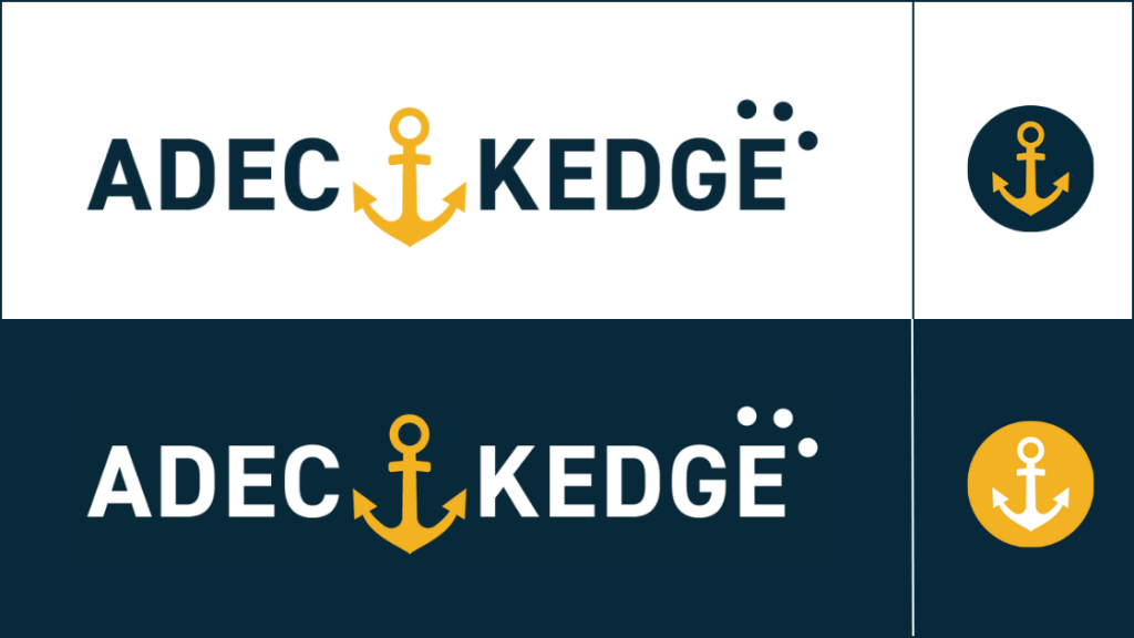 New ADEC Kedge Look, showing the two logo colour variations.